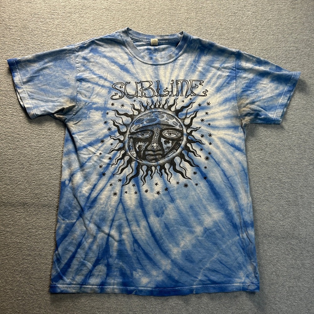 Sublime Tie Dye Band T Shirt Mens Medium Blue Sun Graphic Short Sleeve Tee